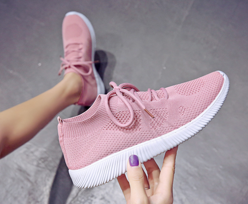 Solid Color Lace-up Flexible Sneakers - Image 7