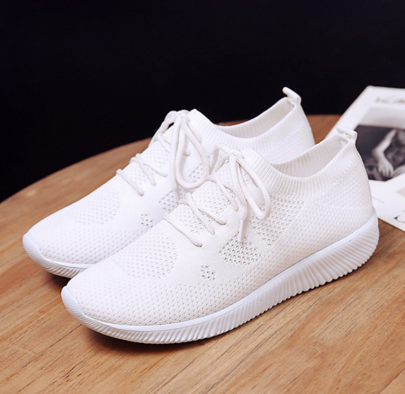 Solid Color Lace-up Flexible Sneakers - Image 11