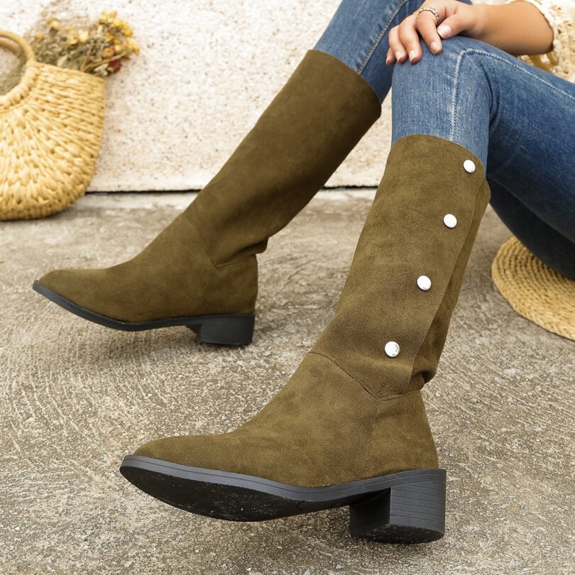 Versatile Riding European And American Trendy Unique Mid-calf Boots - Image 5