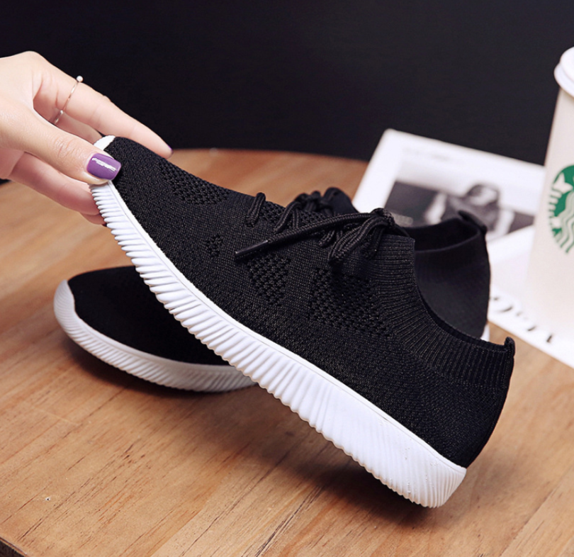 Solid Color Lace-up Flexible Sneakers - Image 13