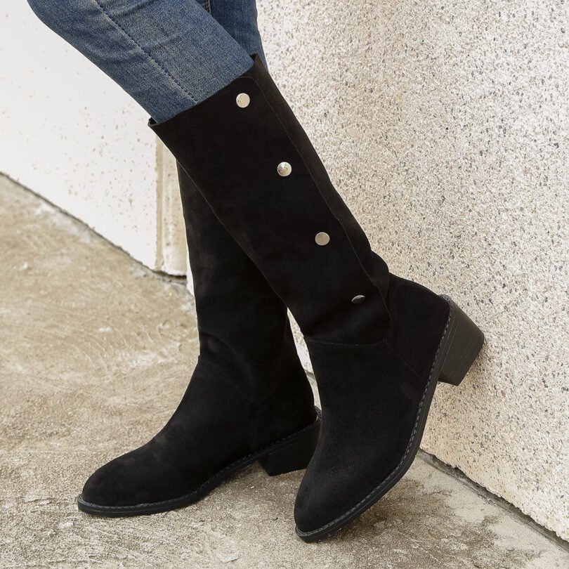 Versatile Riding European And American Trendy Unique Mid-calf Boots - Image 4