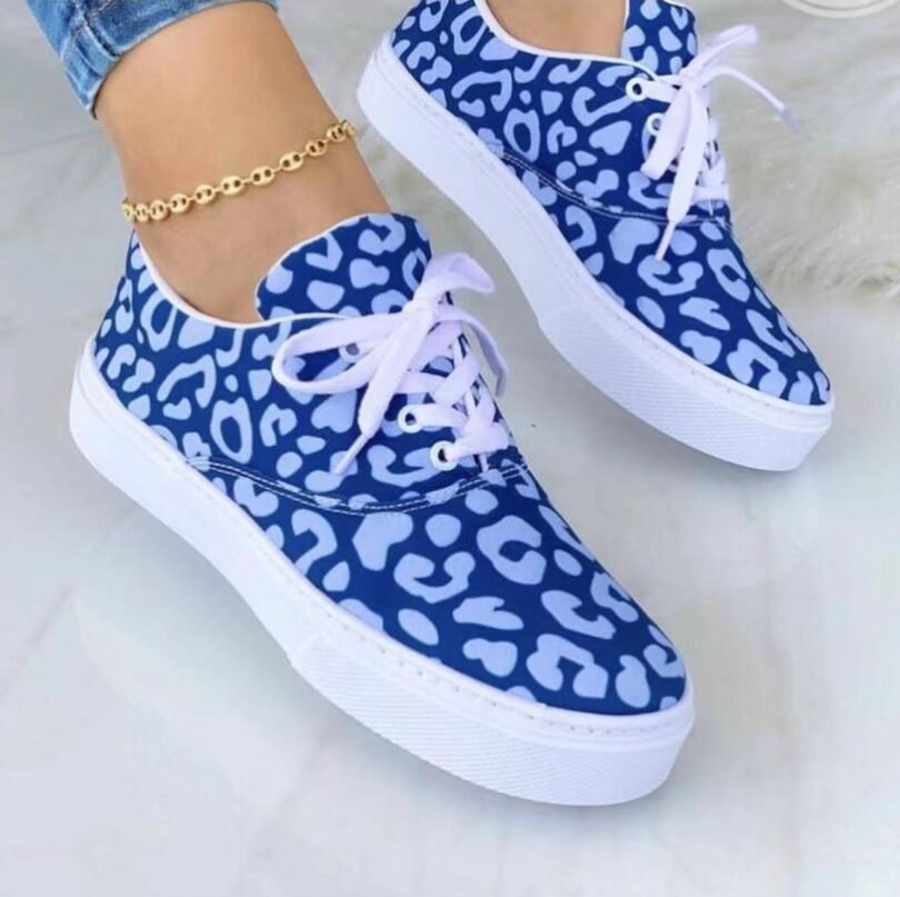 Women Lace-up Print Canvas Fashion Sneakers - Image 12